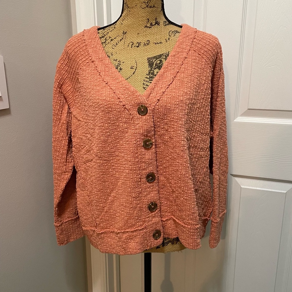 Peach Button Down Sweater/Cardigan